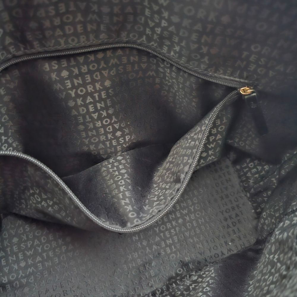 Kate Spade black shimmery tote with zipper, NWOT - Picture 3 of 11